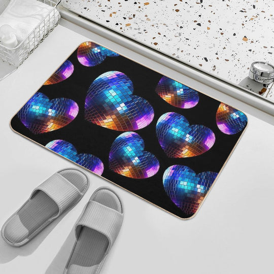 Mirror Disco Ball - Heart Shaped Disco Ball  Absorbent Bath Mat