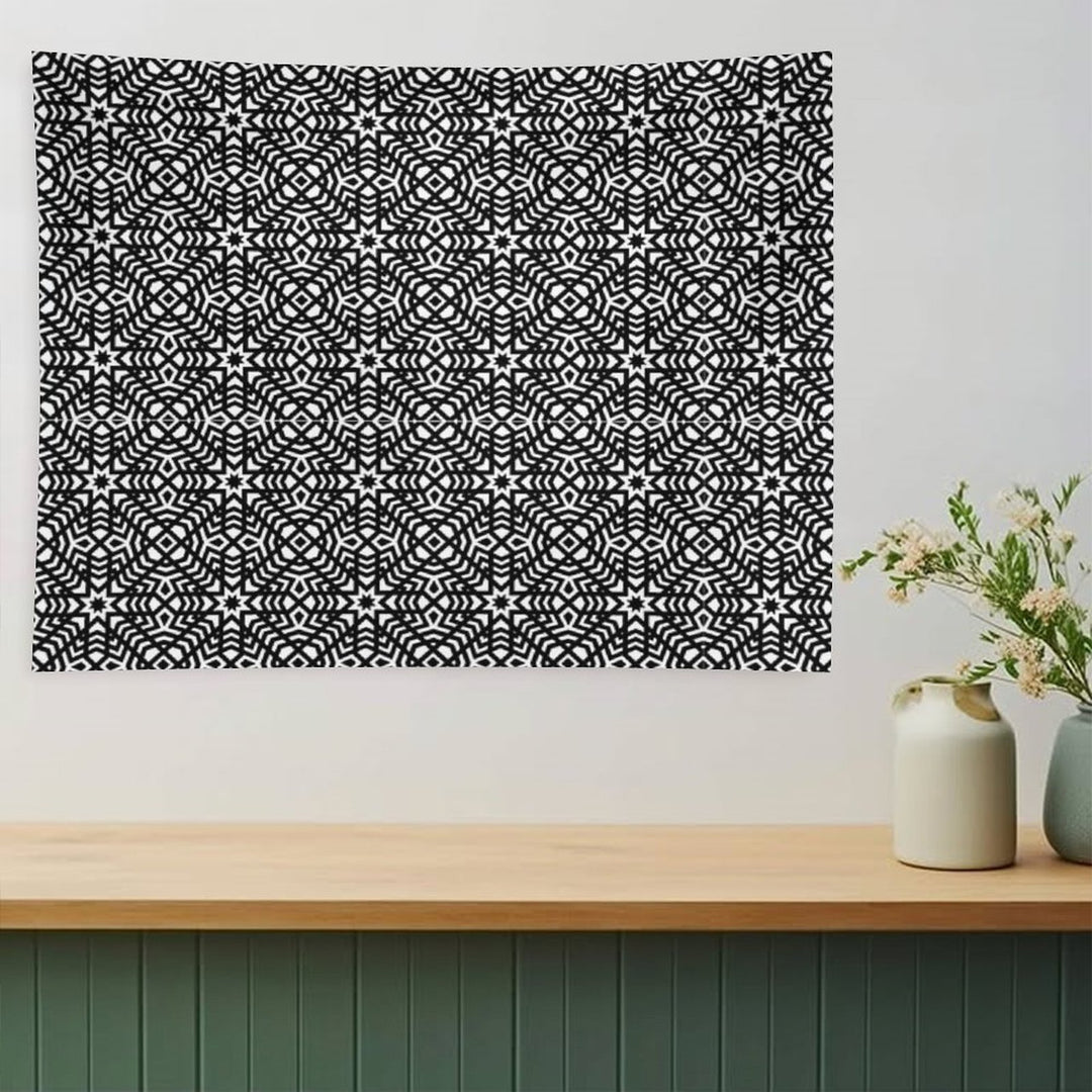 B&W Intricate Ornament – Elegant Monochrome Pattern Tapestry
