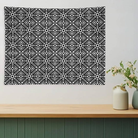 B&W Intricate Ornament – Elegant Monochrome Pattern Tapestry