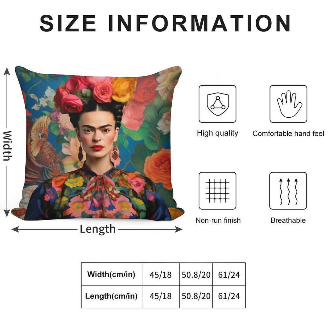 Frida Khalo with Flowers Orignial Artwork Soft Ultra-Soft Texture Throw Pillow
