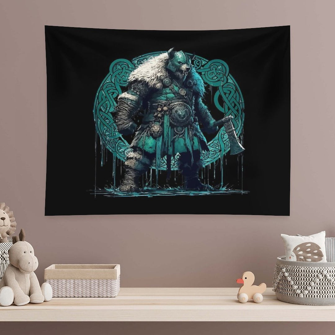 Viking Warrior Bear Knotwork Tapestry