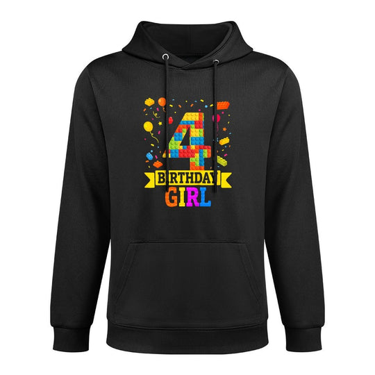 4 Year Old Building Blocks 4th Birthday Girl Block Building Versatile Streetwear Hoodie