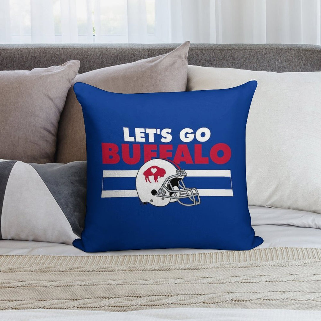 Let's Go Buffalove Soft Reinforced Edging Throw Pillow