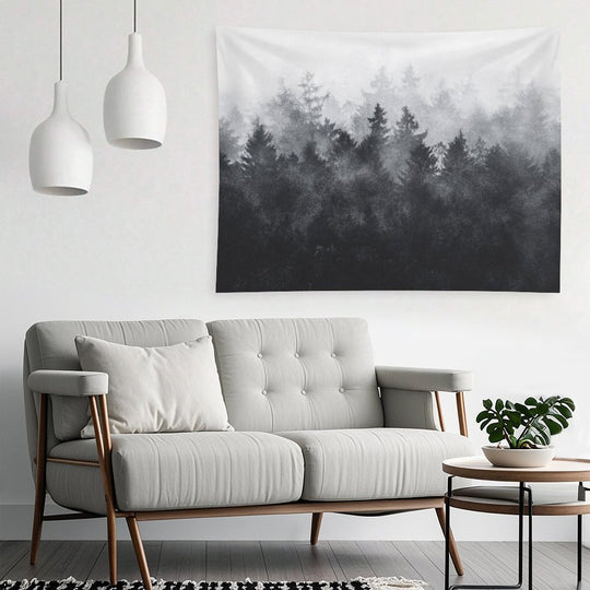 The Heart Of My Heart  Midwinter Blues Gothic Ravencore Forest With Cascadia Trees Covered In Magic Fog Tapestry