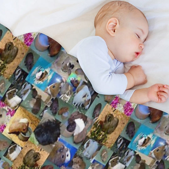 Happy Guinea Pigs Photo Collage Multi-functional Throw Blanket