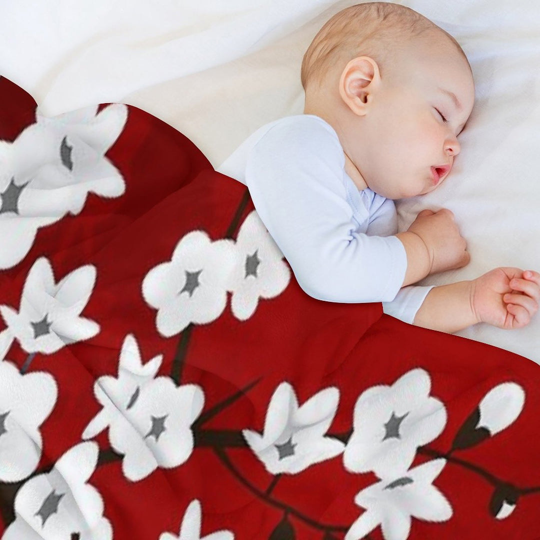 Cherry Blossom Red White Asia Floral Durable Throw Blanket