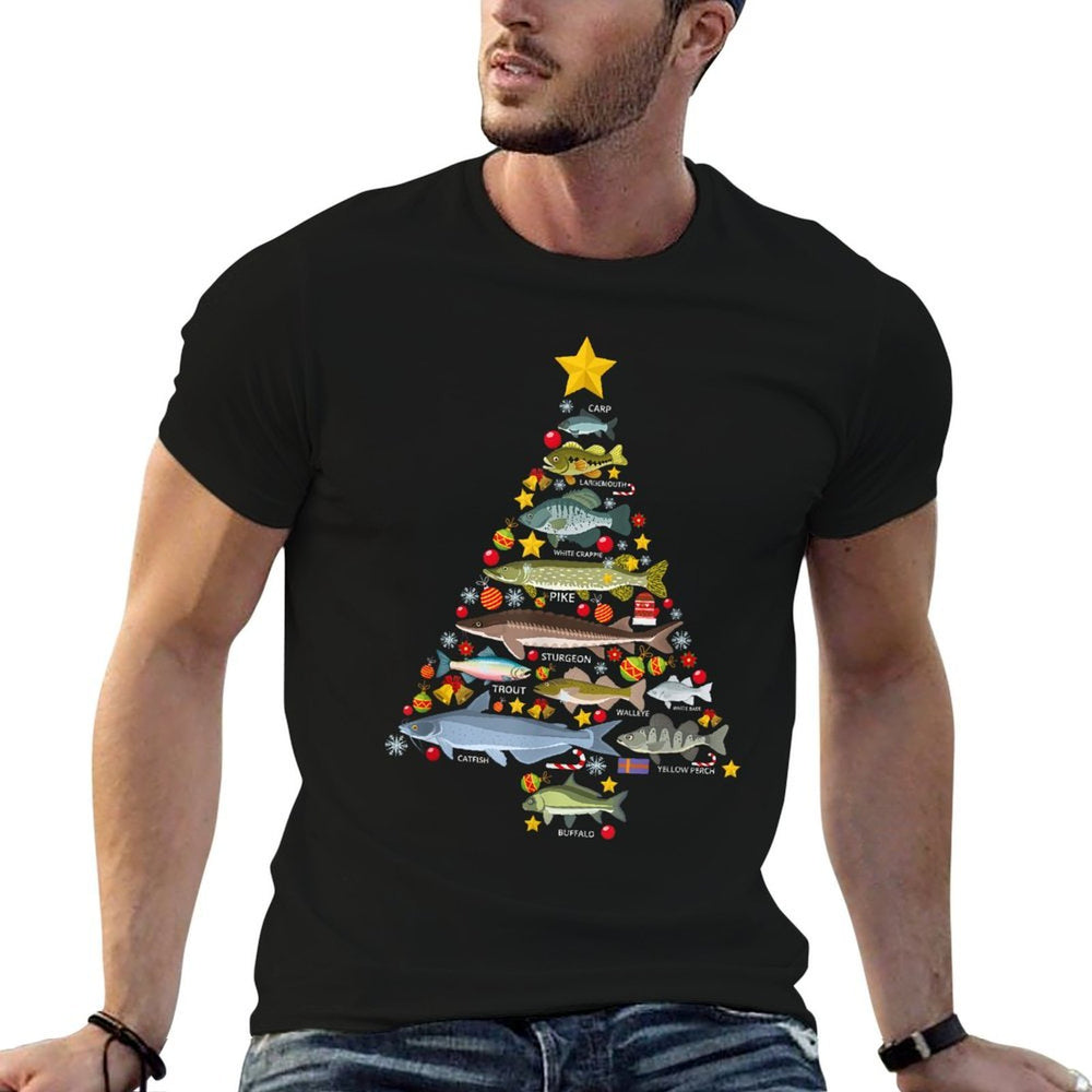 Freshwater Fish Species Christmas Tree Fishing Xmas Men Kids  Eco-friendly Material T-Shirt