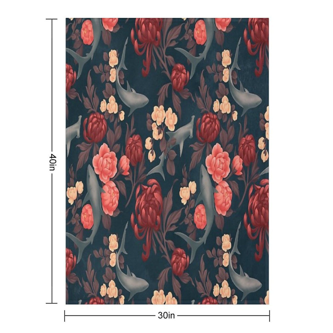 Botanical Shark (Red And Blue) Versatility Throw Blanket