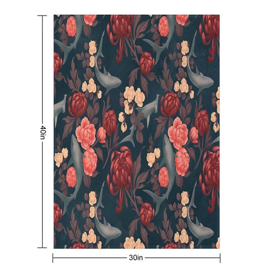 Botanical Shark (Red And Blue) Versatility Throw Blanket