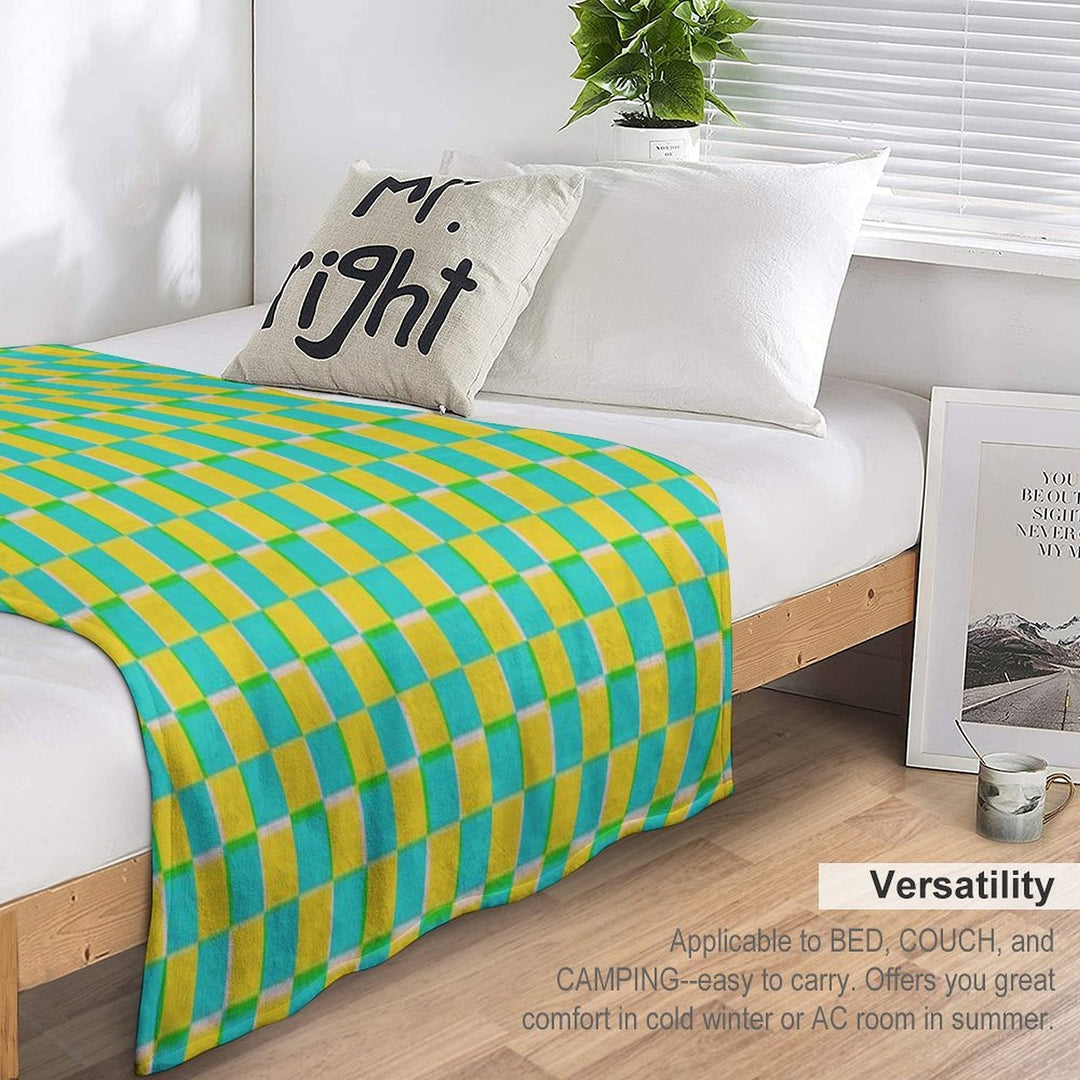 Turquoise And Yellow Checkerboard Pattern Easy Care Throw Blanket