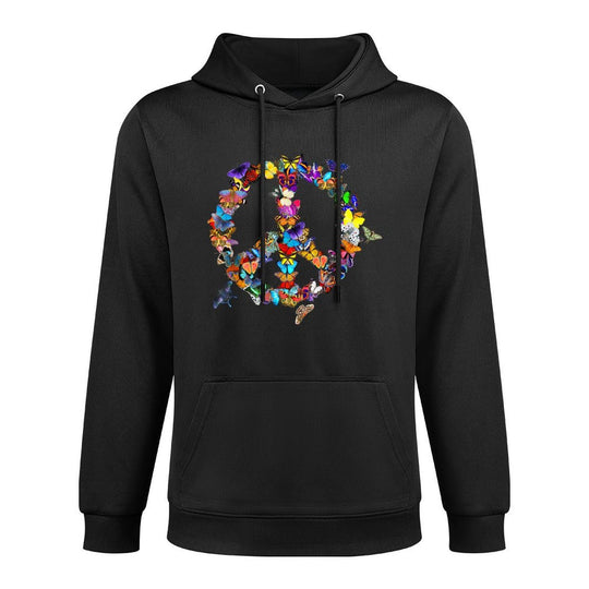 Butterfly Peace Sign Retro 60s 70s Colorful Butterflies Shrink-Resistant Hoodie