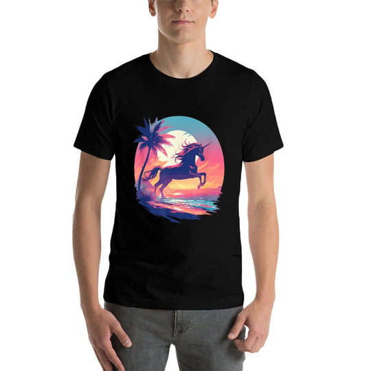 Majestic Sunset Unicorn Art Mystical Creature Fantasy  Summer-ready Fabric T-Shirt