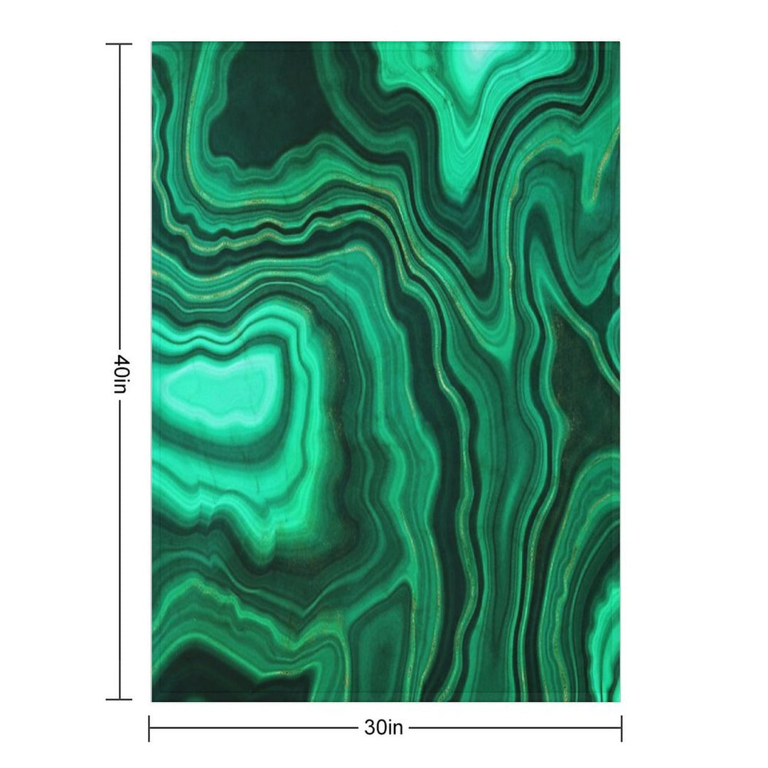 Malachite Green Faux Marble with Gold Veins III Anti-pilling Throw Blanket