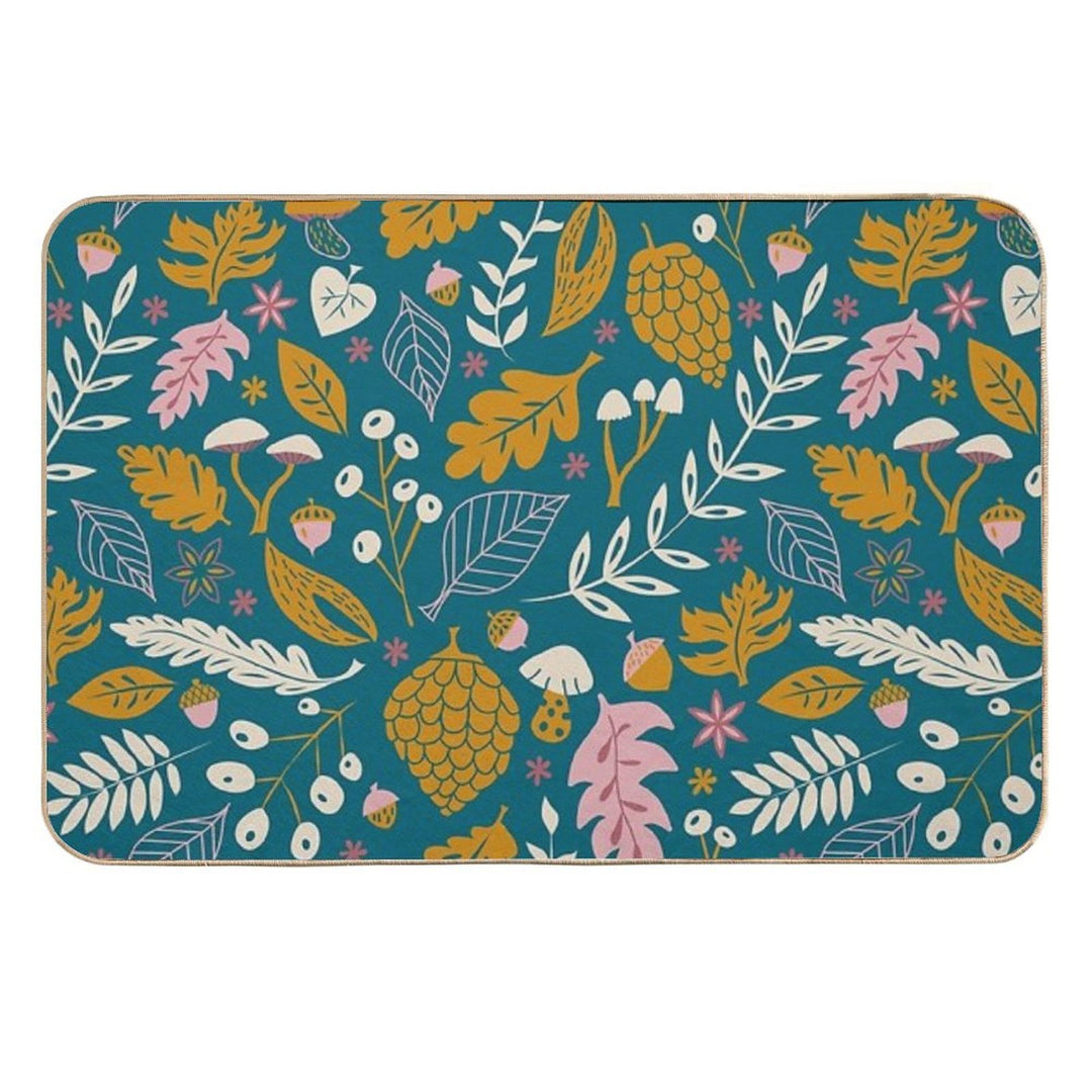 Fall Foliage in Gold + Blue  Multi-Purpose Bath Mat