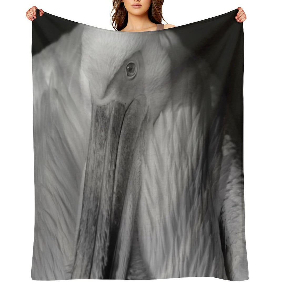 Pelican Portrait in Black And White – Wildlife Fine Art Photography Quick-dry Throw Blanket