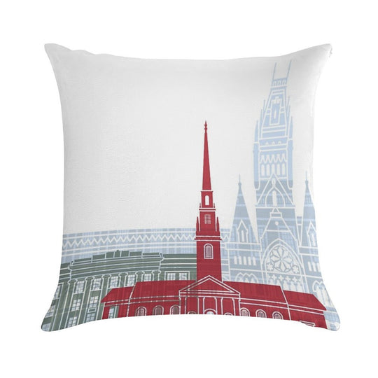Harvard Skyline Poster Soft Style Accent Throw Pillow