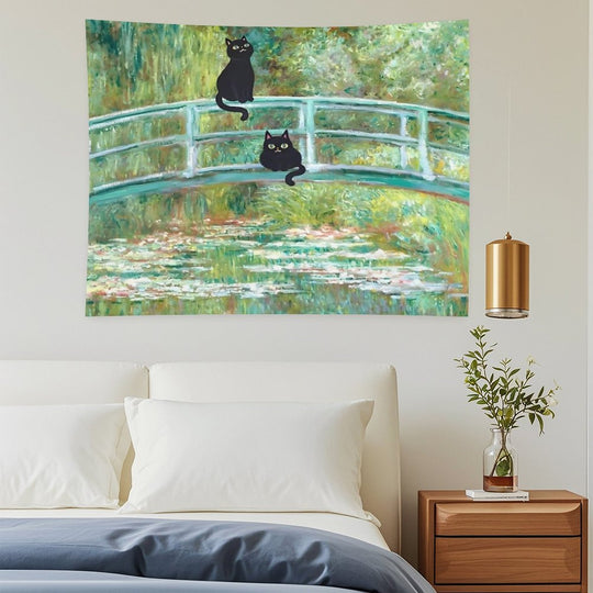 Monet's The Water Lily Pond Bridge with The Cats Tapestry