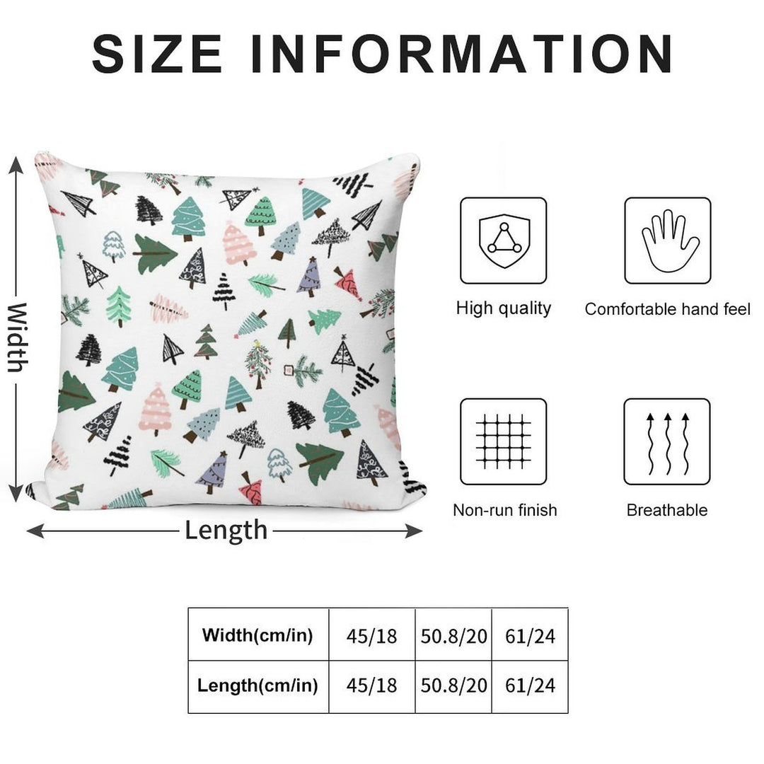 Cute Whimsical Christmas Trees Pattern Illustration Soft Home Decor Throw Pillow