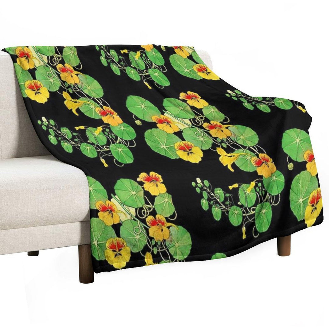 Yellow Nasturtium Flower  Botanical Illustration Lightweight Throw Blanket