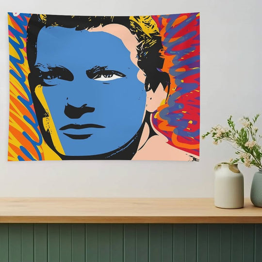Pop Graffiti Art Portrait of A Vintage French Actor Tapestry