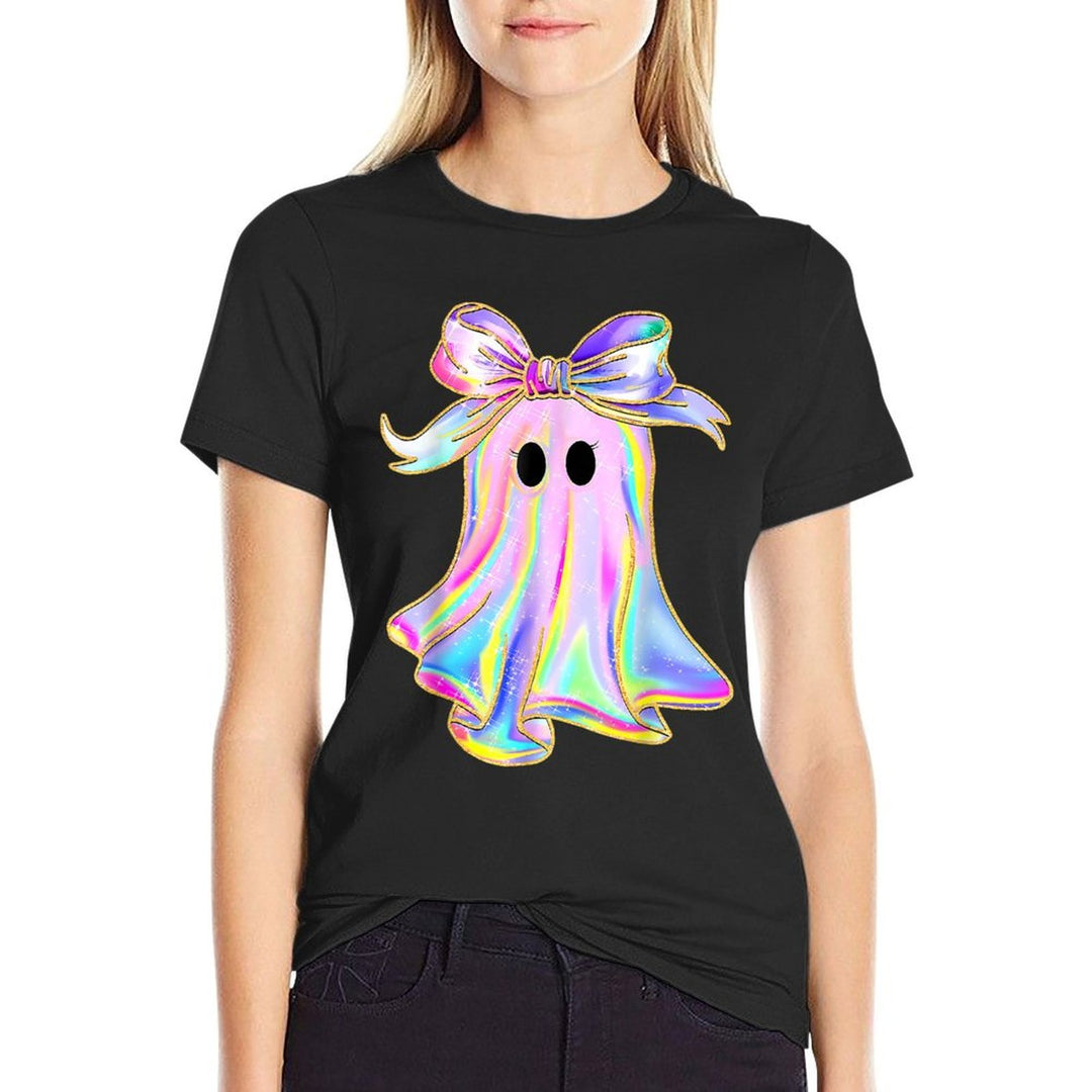 Disco Ghost Pumpkin Halloween Girly Coquette Bow  Odor-resistant T-Shirt