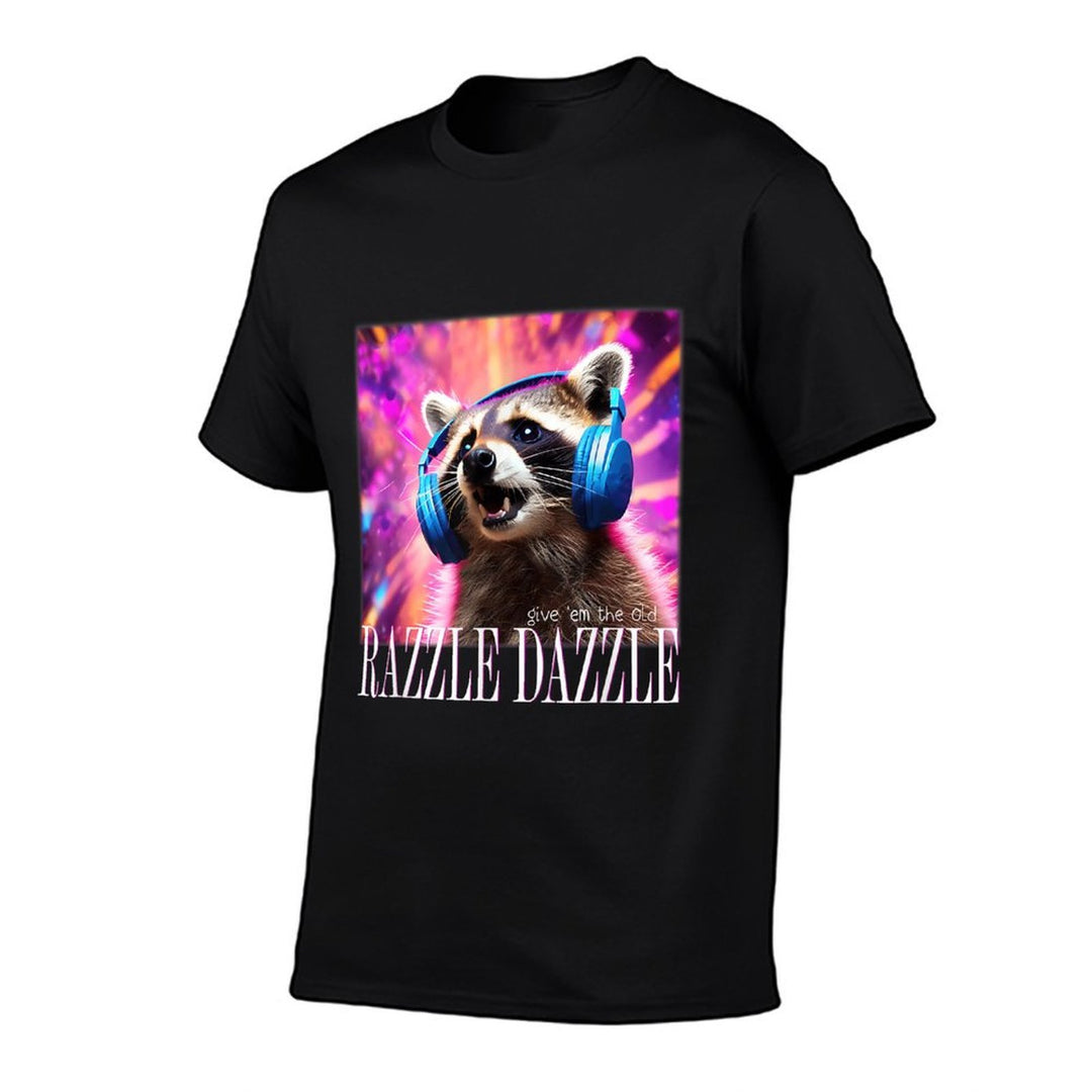 Give Em The Old Razzles Dazzles Retro Y2k 90s Meme Raccoon  Eco-friendly Material T-Shirt