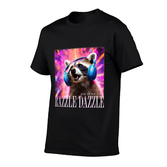 Give Em The Old Razzles Dazzles Retro Y2k 90s Meme Raccoon  Eco-friendly Material T-Shirt