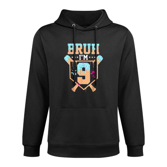 Birthday Boy Baseball Ice Cream Drip Bruh Im 9 Year Old Adjustable Hood Hoodie