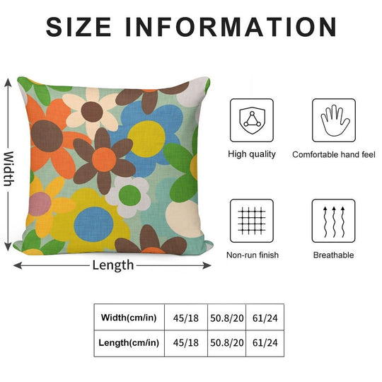 70s Floral Blue Soft Warmth Comfort Throw Pillow