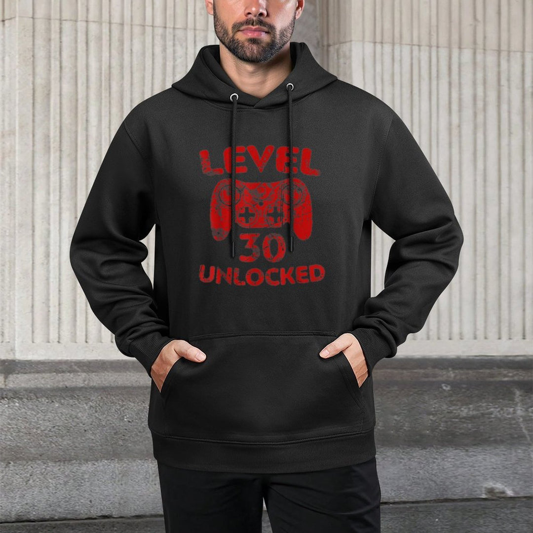 Level 30 Unlocked  Video Gamer 30th Birthday Funny Idea Medium-Weight Fabric Hoodie
