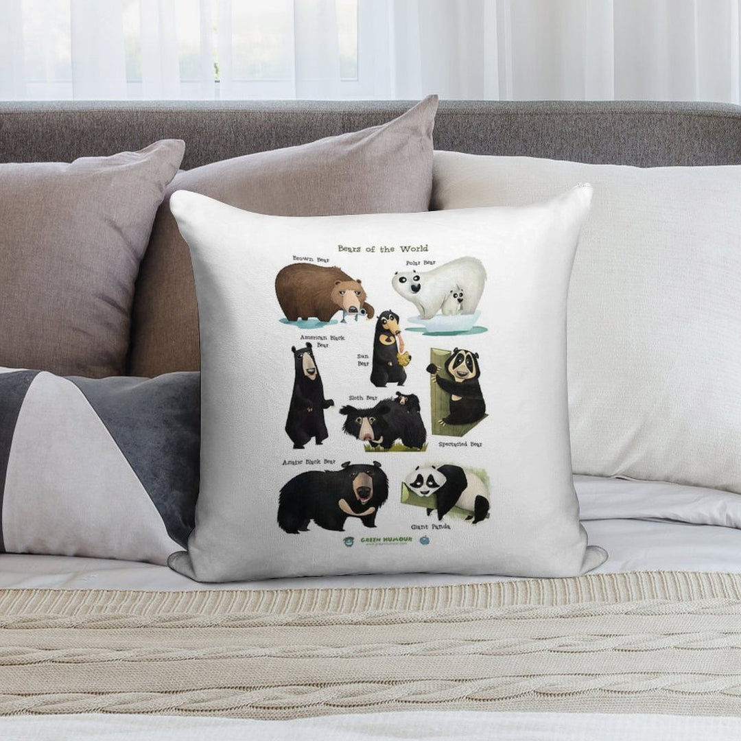Bears of The World Soft Anti-Pilling Throw Pillow
