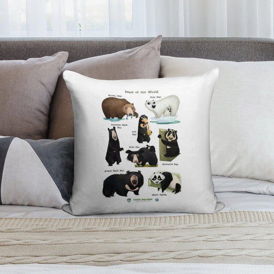 Bears of The World Soft Anti-Pilling Throw Pillow