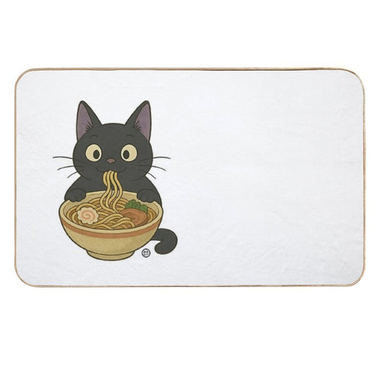 Black Cat Eating Ramen - Noodle Cat Japanese Kawaii Ramen Neko  Fade-Resistant Bath Mat
