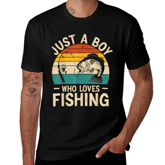 Funny Fishing For Kids Boys Fisherman Bass Fish  High-quality Stitching T-Shirt