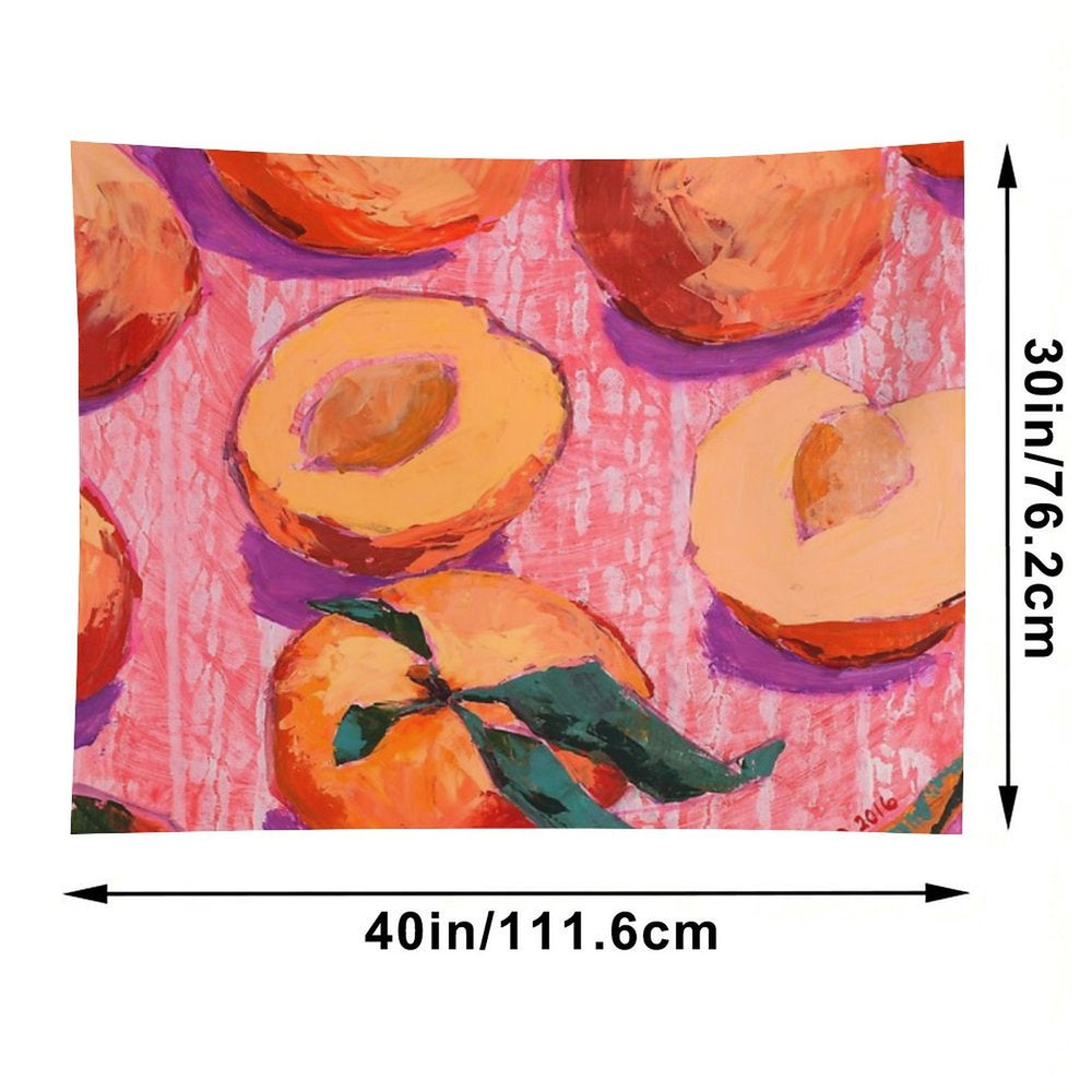 Peaches on Pink Background Tapestry
