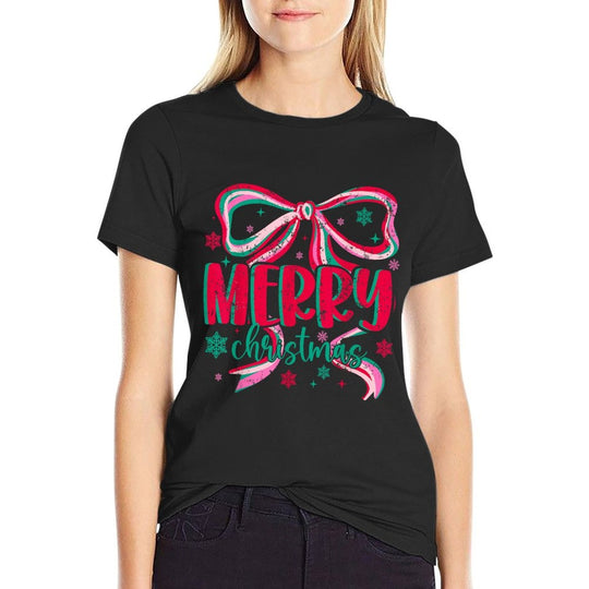 Retro Merry Christmas Coquette Xmas Holiday Woman Men  Odor-resistant T-Shirt