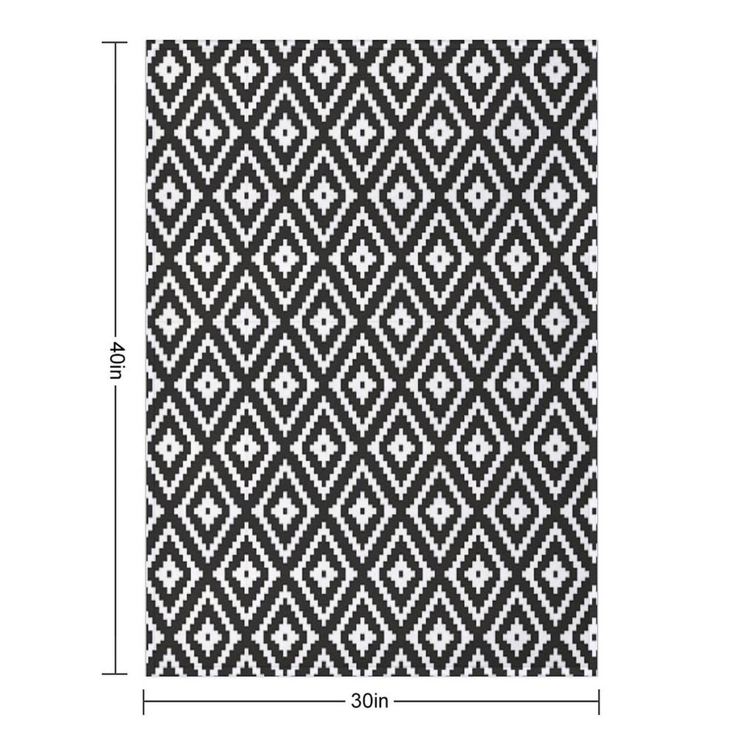 Aztec - White on Black Eco-conscious Throw Blanket