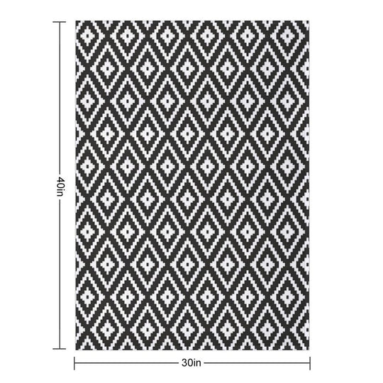 Aztec - White on Black Eco-conscious Throw Blanket