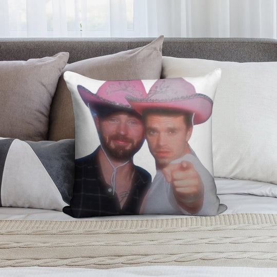 Chris Evans & Sebastian Stan Soft Luxury Feel Throw Pillow