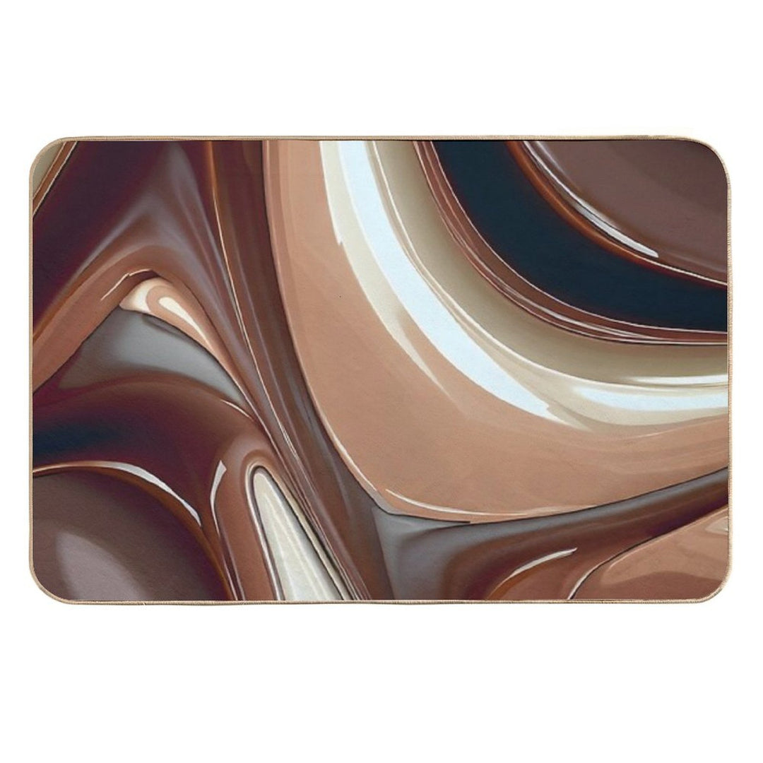 Creamy Chocolaty Marbled Flow Design III  Versatile Bath Mat