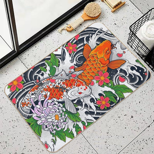 Koi Fish Pond  Pet-Safe Bath Mat