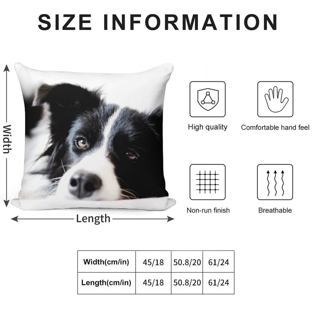 Border Collie Soft Short Plush Fabric Throw Pillow
