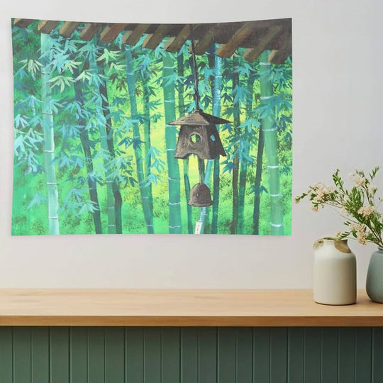 Summer Meditation Zen Japanese Garden Wind Chimes Bamboo Tapestry