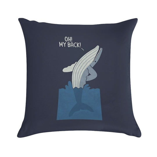 Bad Back Whale Soft Washable Throw Pillow