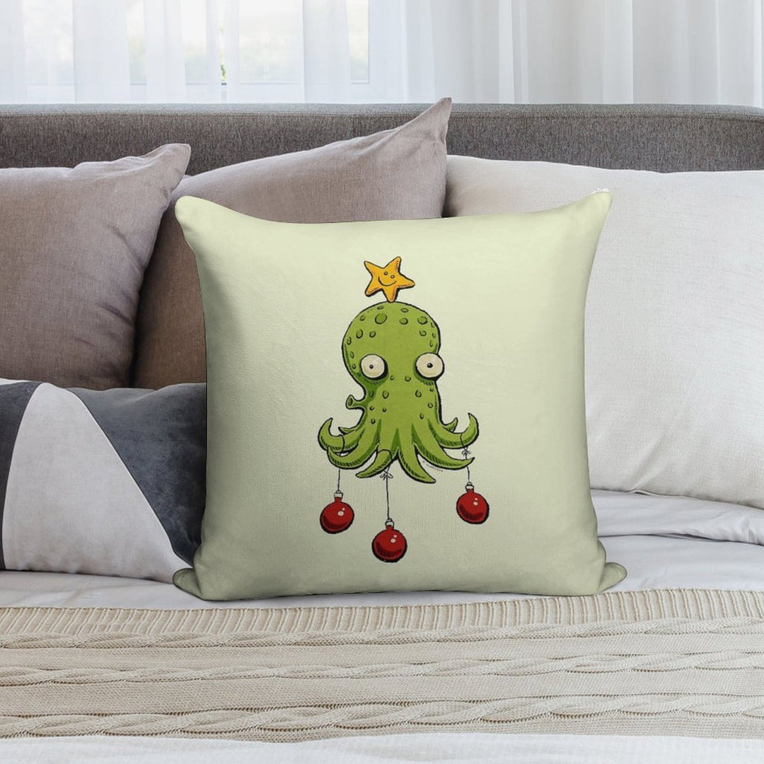 Christmas Cephalopod Soft Fade-Resistant Throw Pillow