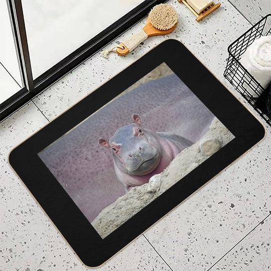 Baby Hippo Fritz at The Cincinnati Zoo  Easy Maintenance Bath Mat