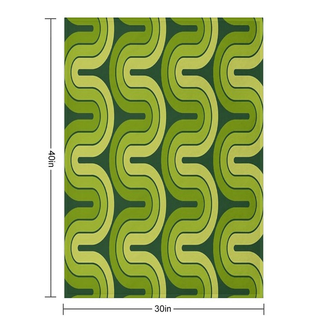 Retro Geometric Gradated Design Avocado Green Compact Throw Blanket