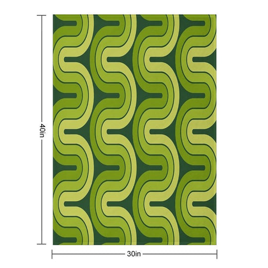 Retro Geometric Gradated Design Avocado Green Compact Throw Blanket