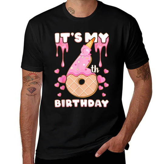 Birthday, Girl 6 Years, Ice Cream, It's My 6th Birthday  Slim-fit Cut T-Shirt