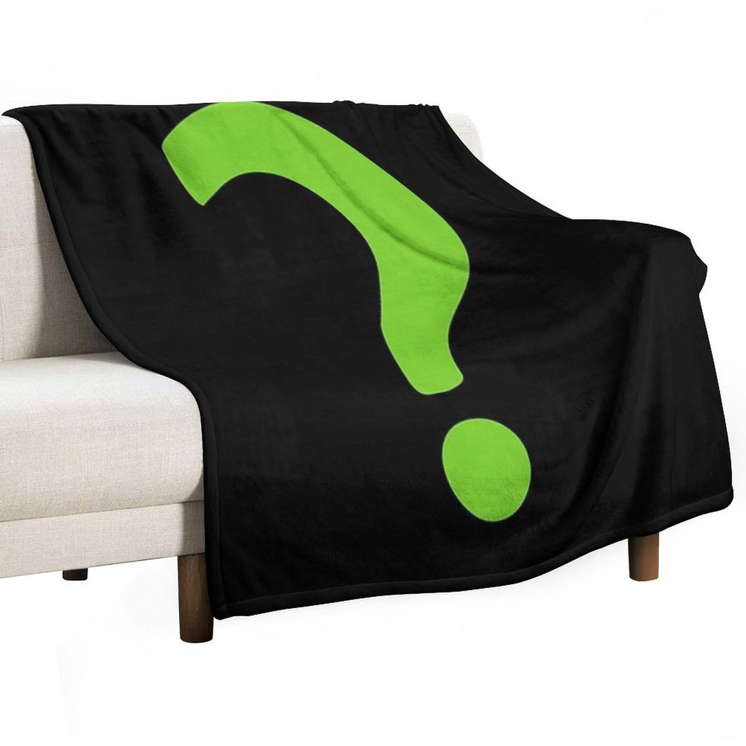Enigma - Green Question Mark Velvety-soft Throw Blanket